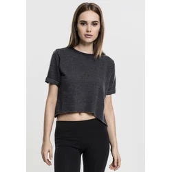 Womens Cropped Burnout Short Sleeve Crew Dark Grey