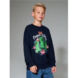 Sinsay - Dukserica crewneck Minecraft - mornarsko