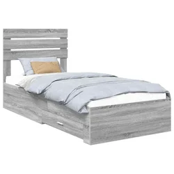 Vidaxl Konstrukcija postelje Siva Sonoma in srebrna 75 x 190 cm
