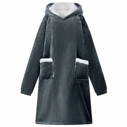 vidaXL Odeja s kapuco Temno modra s Flis in flanel