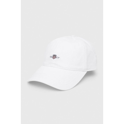 Bombažna bejzbolska kapa Gant bela barva