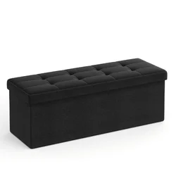 Tabure s prostorom za shranjevanje OTTOMAN 76x38 cm, črn