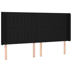 Vidaxl Vzglavje z ušesi črno 203x16x118/128 cm blago