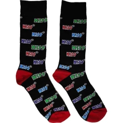 Kiss Nogavice Coloured Logos Pattern Black 39-45
