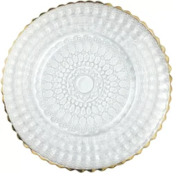 LE COQ Helios plitvi krožnik, o: 265 mm, zlat, baročni rob (6 kos)
