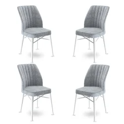 Hanah Home Set 4 trpezarijske stolice Flex Sivo-Beli