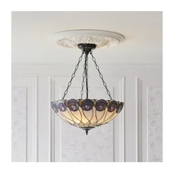 Endon 111872 - Luster na lancu Tiffany HUTCHINSON 3xE27/60W/230V, prečnik 50 cm