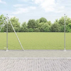 Vanjska lančana ograda s betonskom podlogom 10 x 1,6 m Srebrna
