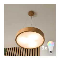 Brilagi - LED RGBW prigušiva luster CARVALHO 3xE27/15W/230V Wi-Fi hrast prečnika 47,5 cm