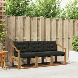 Set vanjskih sofa s jastukom 3 pcs Prirodna i crna