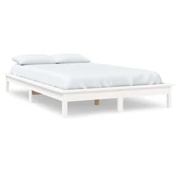 Vidaxl Posteljni okvir bel 120x200 cm trdna borovina