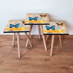 Hanah Home Set klub stočića 3Shp133, 3 komada, Siva