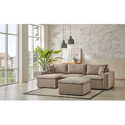 Atelier del Sofa Ugaona garnitura Flov, 145x290x67 cm, Krem