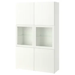 BESTA Komb.odlaganje,staklena vrata, bela/Förvaltare bela, 120x42x193 cm
