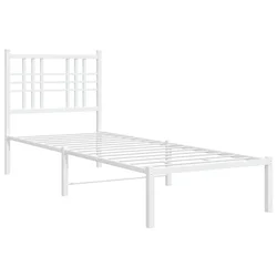 Vidaxl Kovinski posteljni okvir brez vzmetnice z vzglavjem 75x190 cm