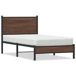 shumee vidaXL Kovinski posteljni okvir brez vzmetnice rjav hrast 80x200 cm