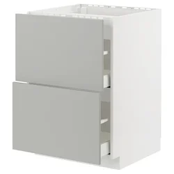 METOD / MAXIMERA Pod.elem.grej.ploča/2front/2fiok, bela/Havstorp svetlosiva, 60x60 cm