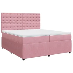 Vidaxl Box spring postelja z vzmetnico roza 200x200 cm žamet