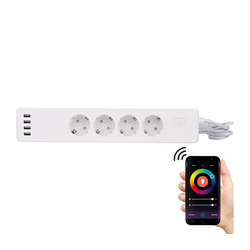 Produžni kabl sa prekidačem 1,8 m, 4x USB i Wi-Fi (Tuya), SCHUKO
