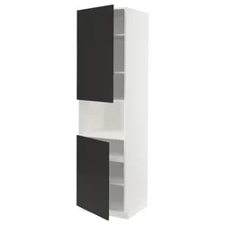 METOD Vis.orm.mikrotal2vrat/policama, bela/Nickebo boja antracita, mat, 60x60x220 cm