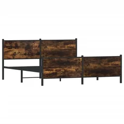 Vidaxl Kovinski posteljni okvir brez vzmetnice dimljen hrast 183x213cm