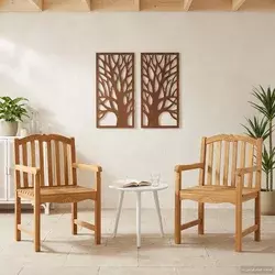 Vrtna stolica 2 pcs Prirodna 58 x 60 x 93 cm Čvrsto teak drvo