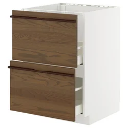 METOD / MAXIMERA Pod.element sudop. i 2front/2fioke, bela/Stensta tamnobraon jasenov furnir, 60x60 cm