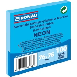 Donau Samolepilna blazinica 76 x 76 mm - neonsko modra 100 listov