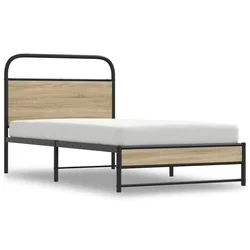 Vidaxl Posteljni okvir brez vzmetnice 107x203 cm dim. hrast inž. les
