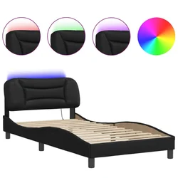 Vidaxl Posteljni okvir z LED brez vzmetnice Hvar črn 100x200 cm