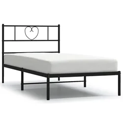 Vidaxl Kovinski posteljni okvir z vzglavjem črn 100x190 cm