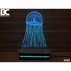 Black Cut 3D Lampa sa 9 različitih boja i daljinskim upravljačem - Meduza ( A005 )