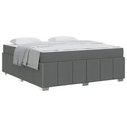 Vidaxl Konstrukcija postelje z vzmetnico Temno siva 180 x 200 cm blago