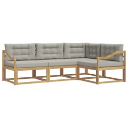 Set vanjskih sofa 3 pcs Bijela i svjetlosiva Poliester