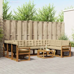 Set vanjskih sofa s jastukom 10 pcs Prirodna i bež