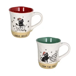 Tognana Set od 2 šolje Xmas Cat New Milk&C Pet & Gift, 40 cl, Šarene