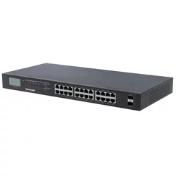 INTELLINET INT 561242 Network PoE Switch, 24-Port, 370W PoE Budget, 2 SFP Ports, Gigabit