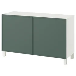 BESTA Kombin. odlaganje s vratima, Krukmakare tamnosiva-zelena/Stubbarp bela, 120x42x74 cm