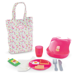 Jedilni set s torbico in slinčkom Large Meal Set Corolle za 36-42 cm dojenčka 11 dodatkov od 24 mes