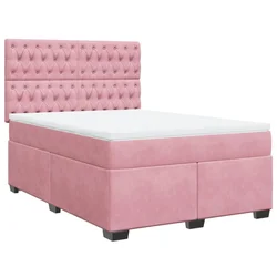 Vidaxl Box spring postelja z vzmetnico roza 160x200 cm žamet