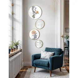 Wallity Uramljena slika Roundmirrorset-0003, 4 dela