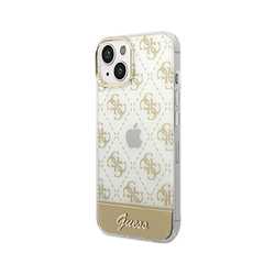 Maska Guess PC/TPU Peony Glitter Script Logo za iPhone 14 Plus zlatna