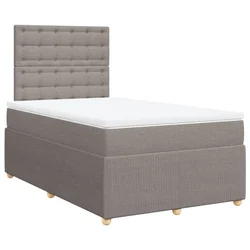 Vidaxl Box spring postelja z vzmetnico taupe 120x200 cm blago