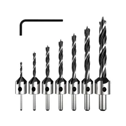 Silver Tools Set 7 svedrov za les 3-10 mm + nastavljiva konusna povrtala