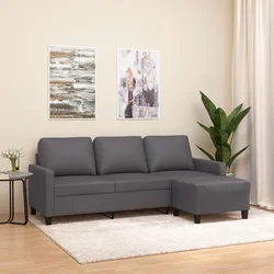 Trosjed s tabureom sivi 180 cm od umjetne kože