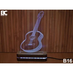 Black Cut 3D Lampa Gitara RGB