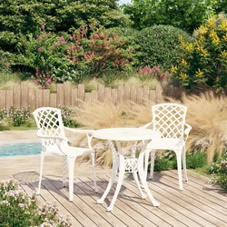 3-dijelni bistro set od lijevanog aluminija bijeli