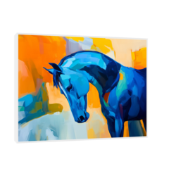 Canvas Slika na platnu Plavi konj 45x60cm, Sa ramom, Beli