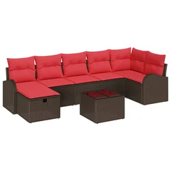 Set sofe s jastukom s pohranom 8 pcs Smeđa i crvena poliratan