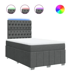 Vidaxl Box spring postelja z vzmetnico temno siva 120x190 cm blago